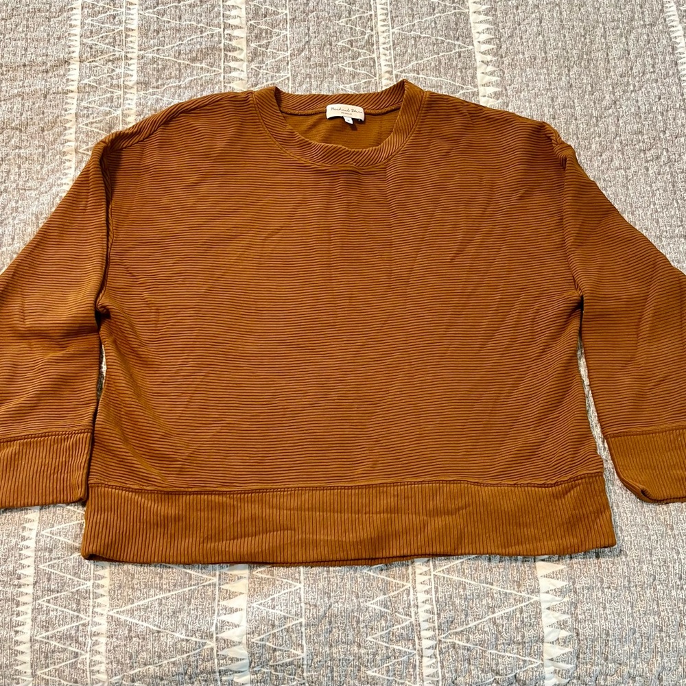Michael Stars Los Angeles Ribbed Knit Sweatshirt Rust Cotton Pullover Made USA M